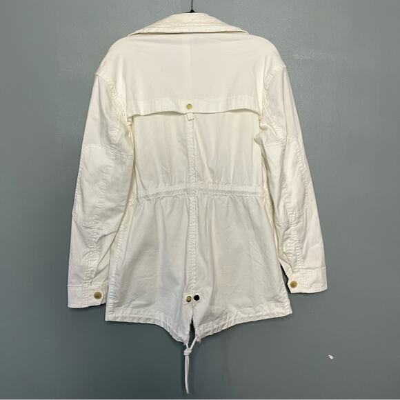 ATM Frayed Zip-Front Cargo Field Jacket w/ Stowaway Hood White Women’s Small - Picture 3 of 14